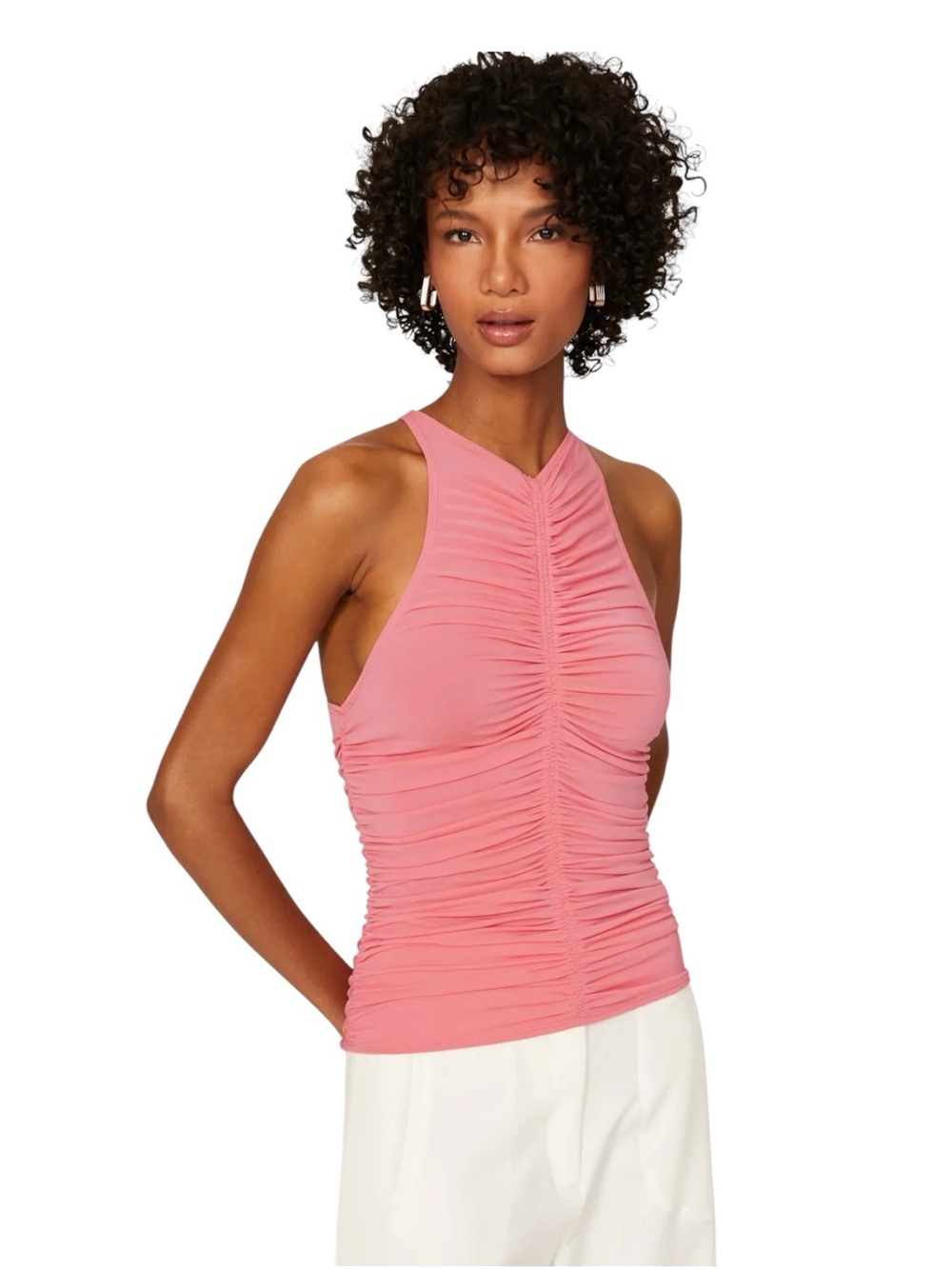 A.L.C. Adley Ruched Sleeveless Top Women's Small Coral Pink